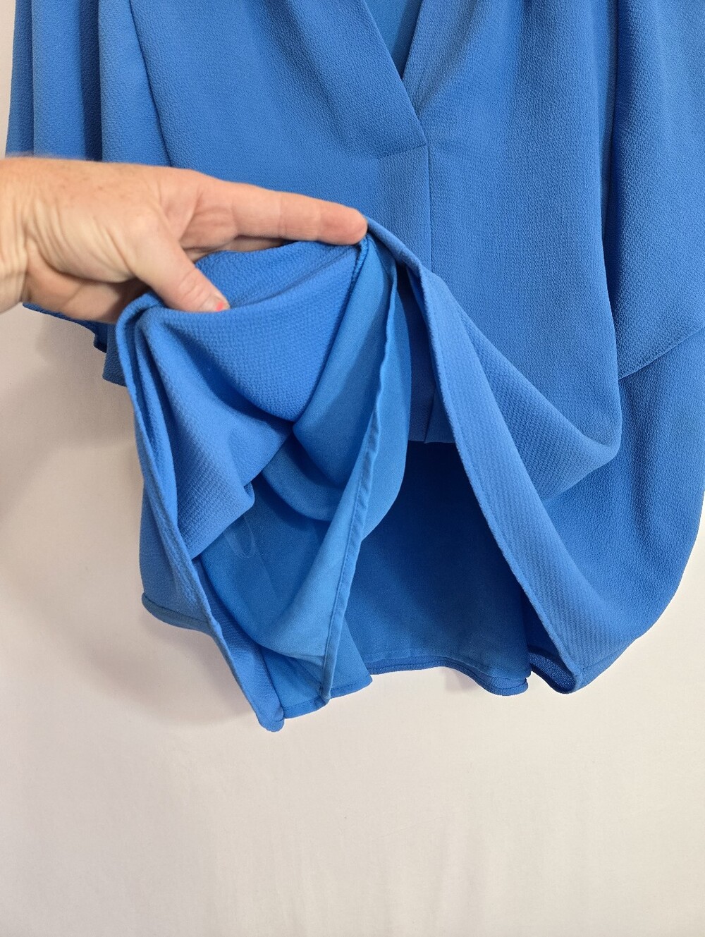 Calvin Klein Blue Flutter Sleeve Blouse Women’s Large Draped Career Office Top - Picture 8 of 11